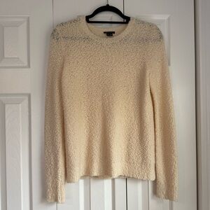 Theory Cream Bouclé Crewneck Sweater